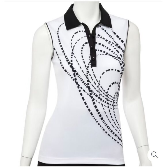 EP New York Golf Ladies SLEEVELESS EXPLODED DASH DOT PLACED PRINT POLO Size XS - Picture 1 of 5